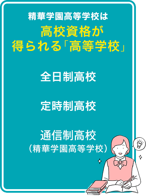 精華学園高等学校は高校資格が得られる「高等学校」 全日制高校 定時制高校 通信制高校 (精華学園高等学校）